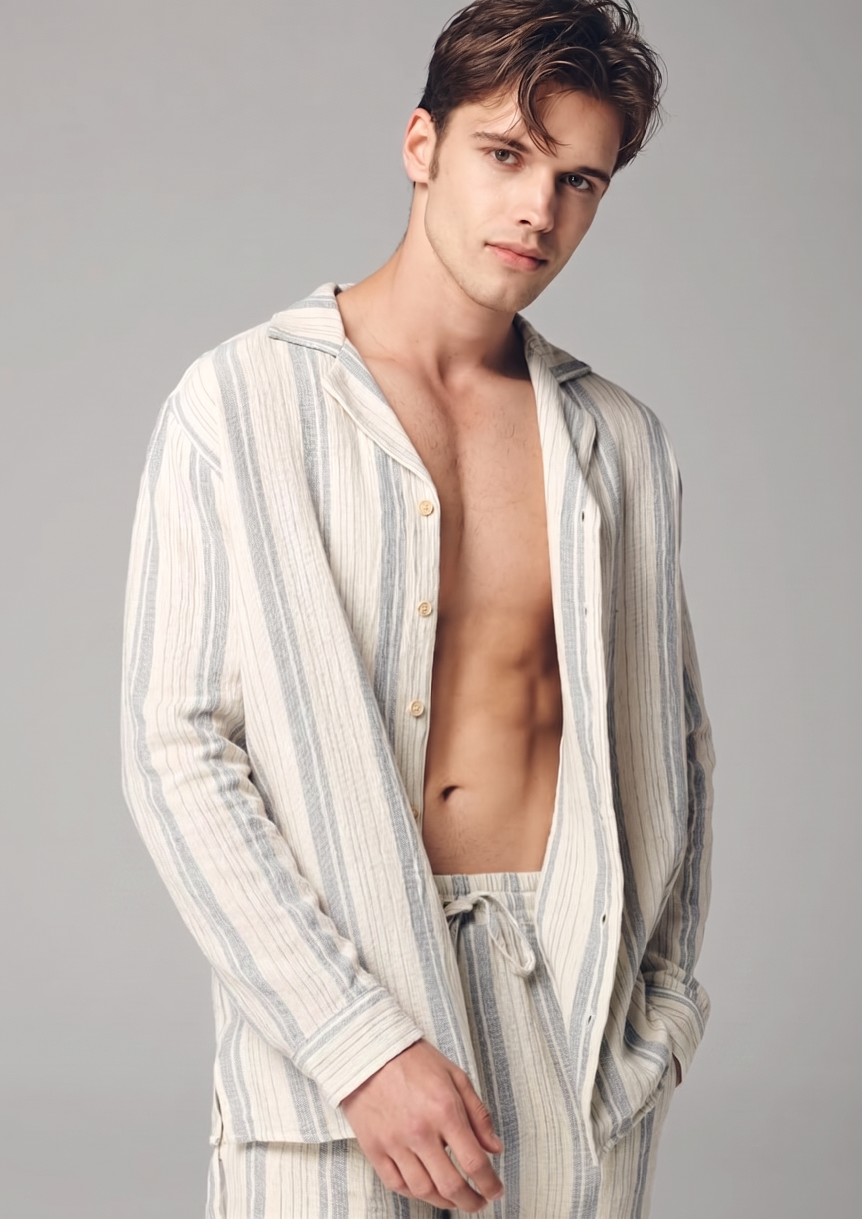 Textured camp-collar shirt