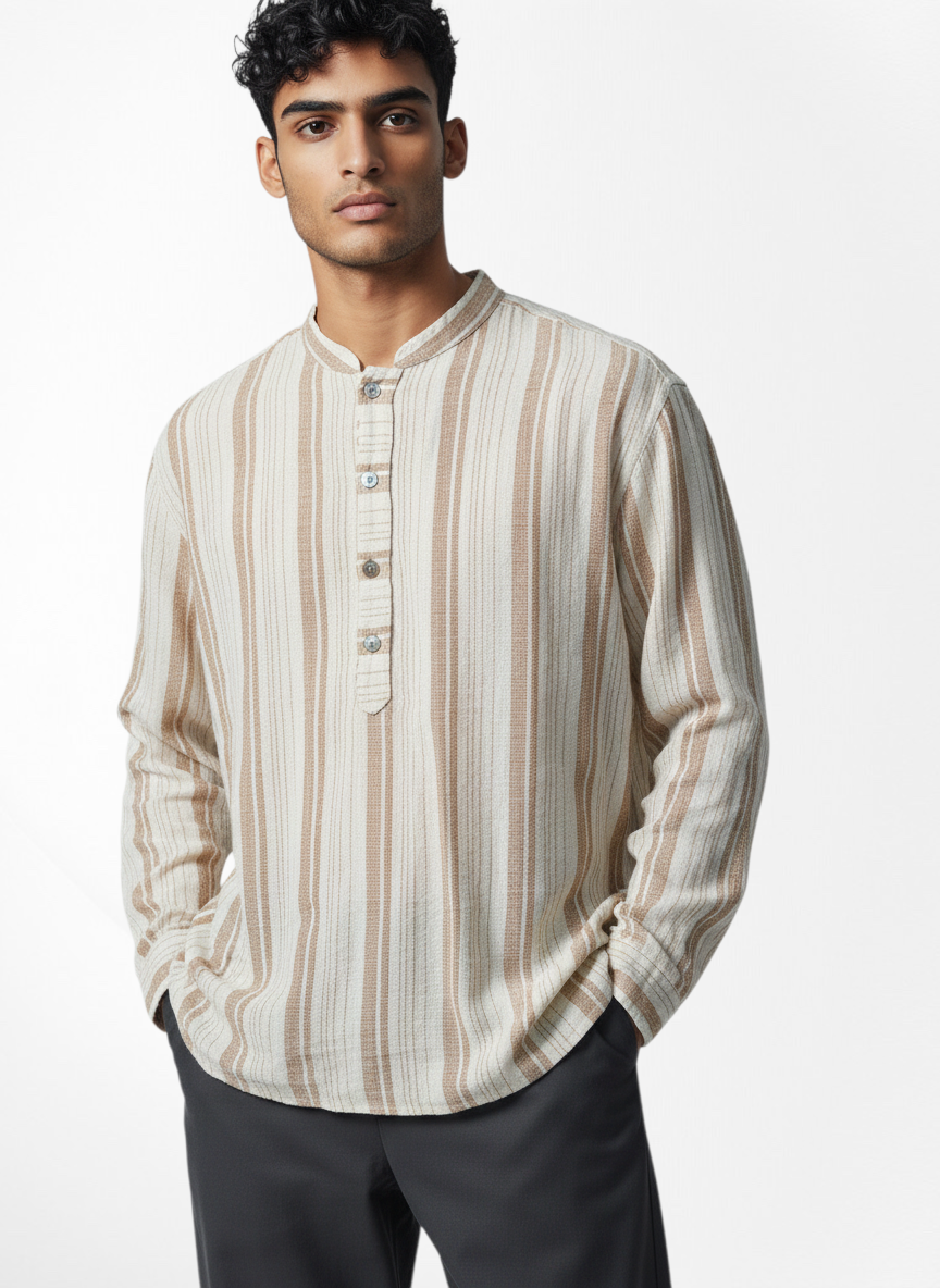 The Grandad Collar Stripe Shirt
