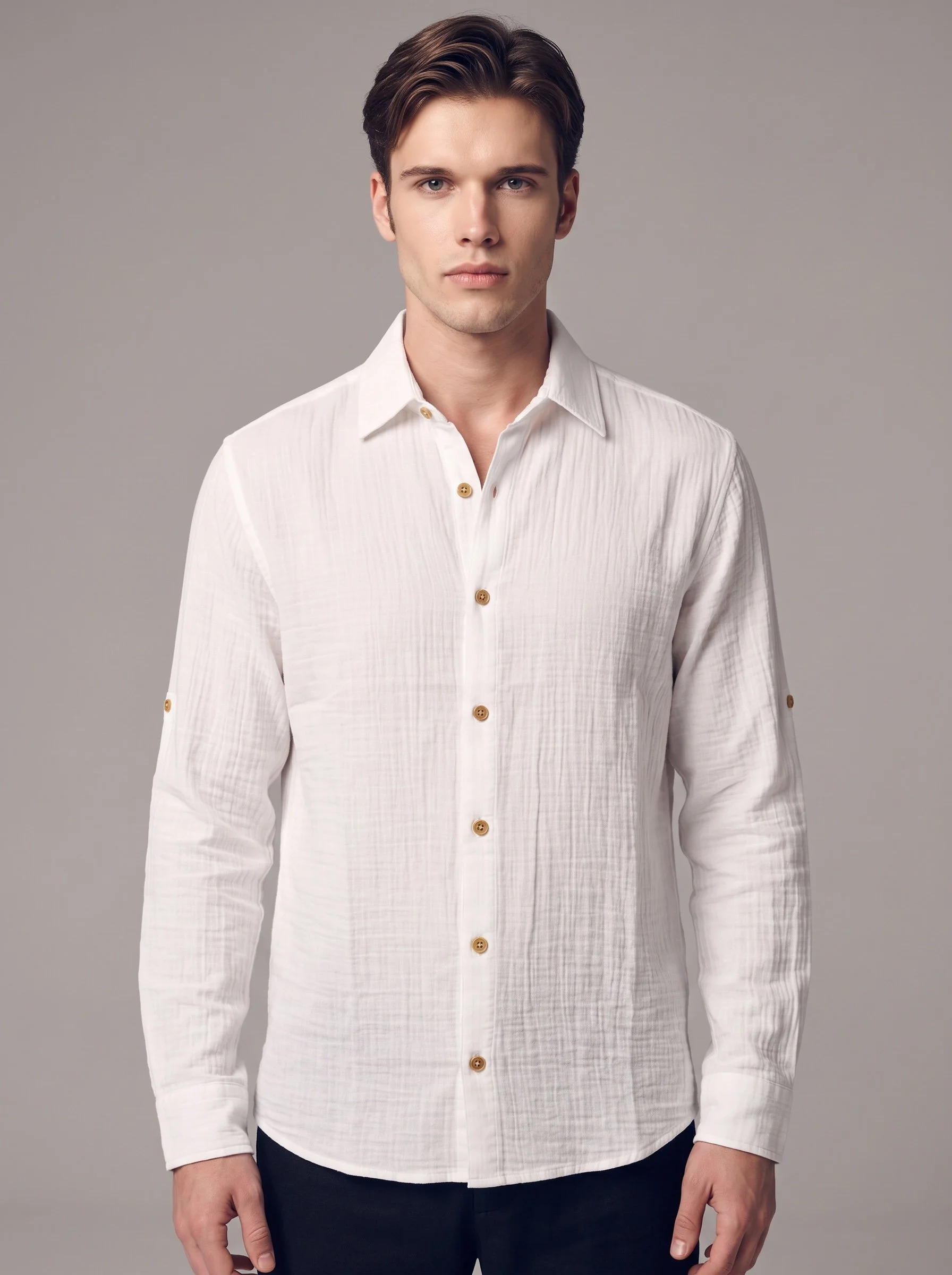 Band-collar shirt