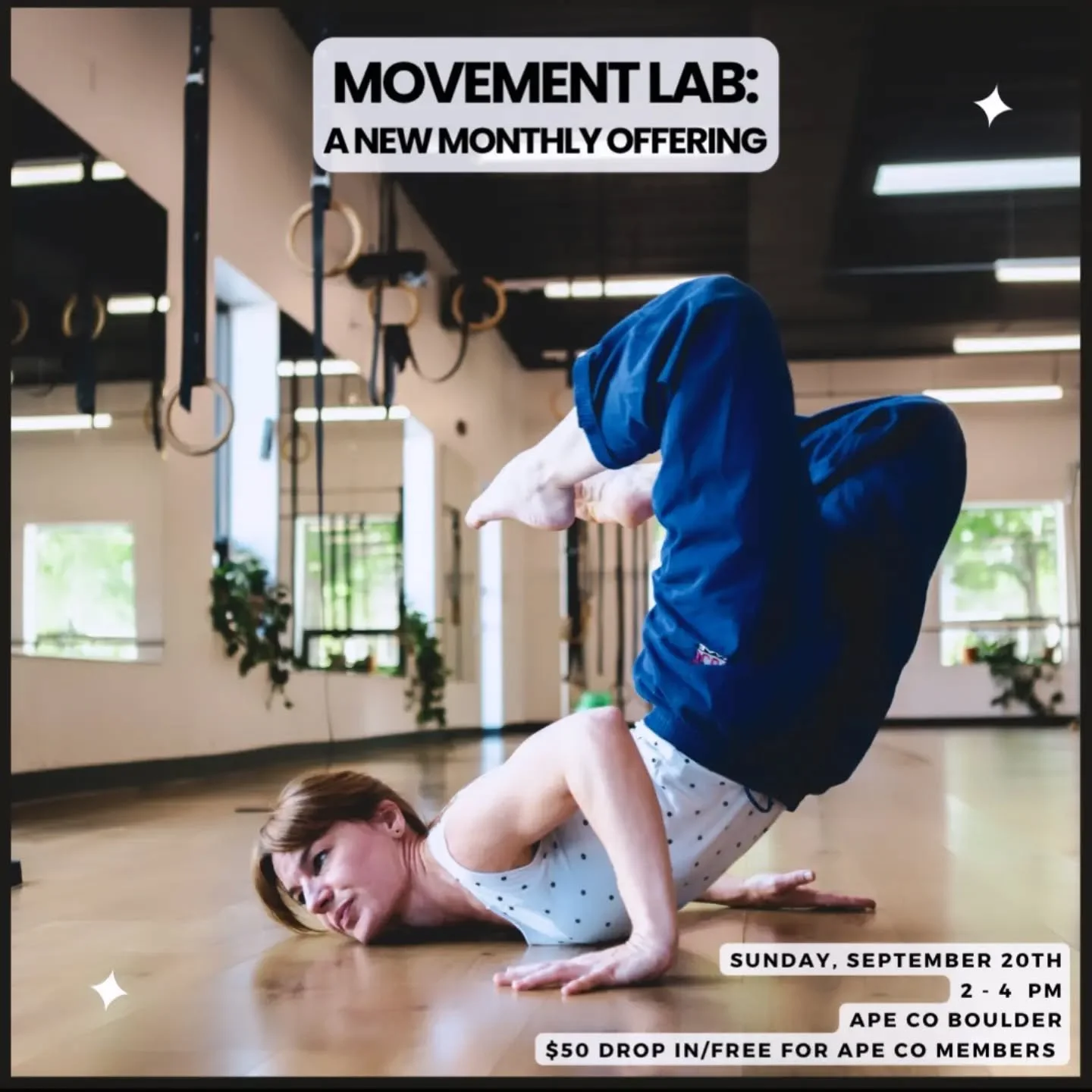 MOVEMENT LAB is here.

I&rsquo;m excited to launch a new monthly two-hour movement practice at Ape Co.

Each month we&rsquo;ll dive into a different corner of movement practice, drawing from floorwork, improvisation, Fighting Monkey, locomotion, part