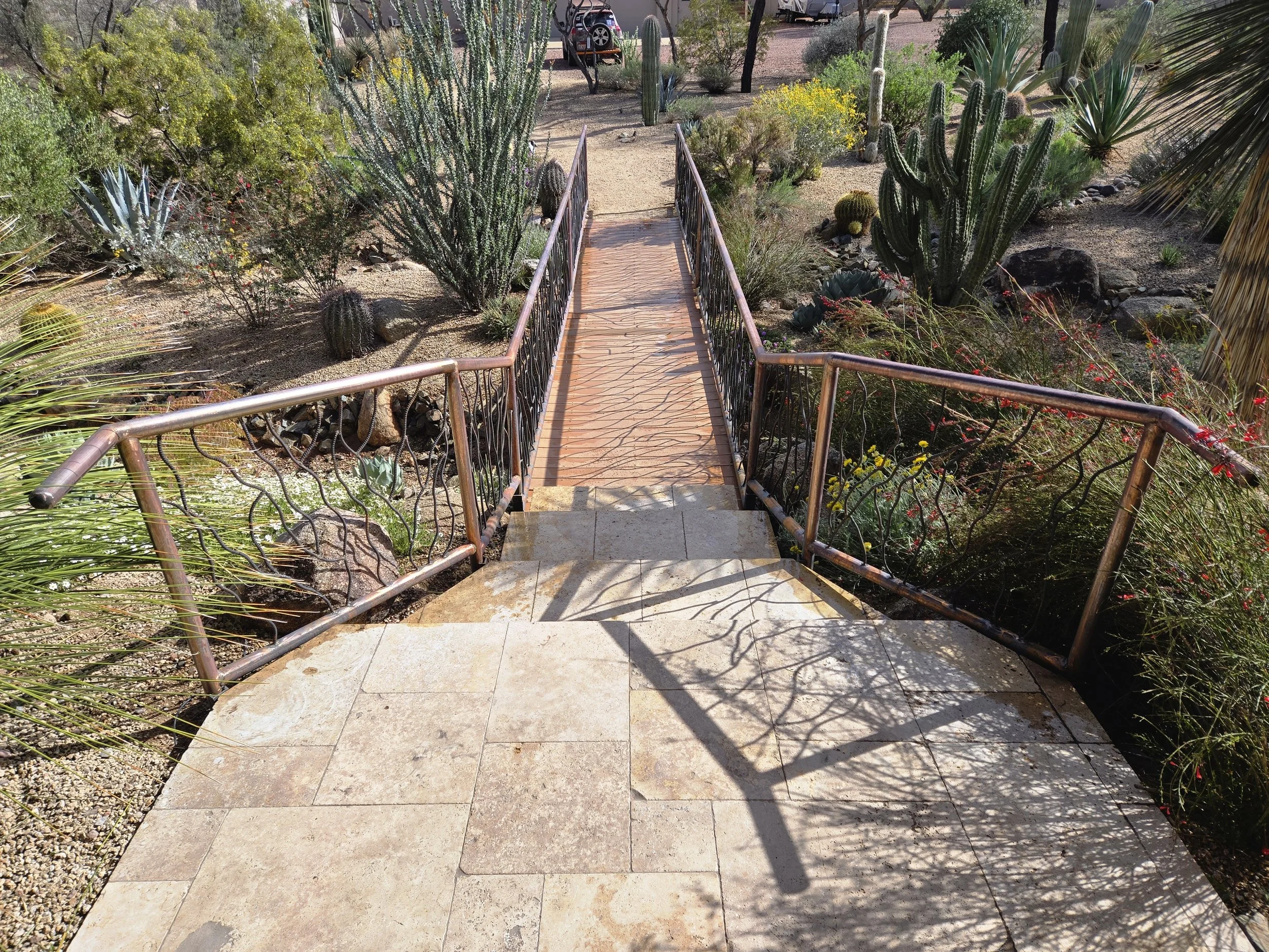 Custom steel stair railing, hand-built metalwork in Phoenix Arizona