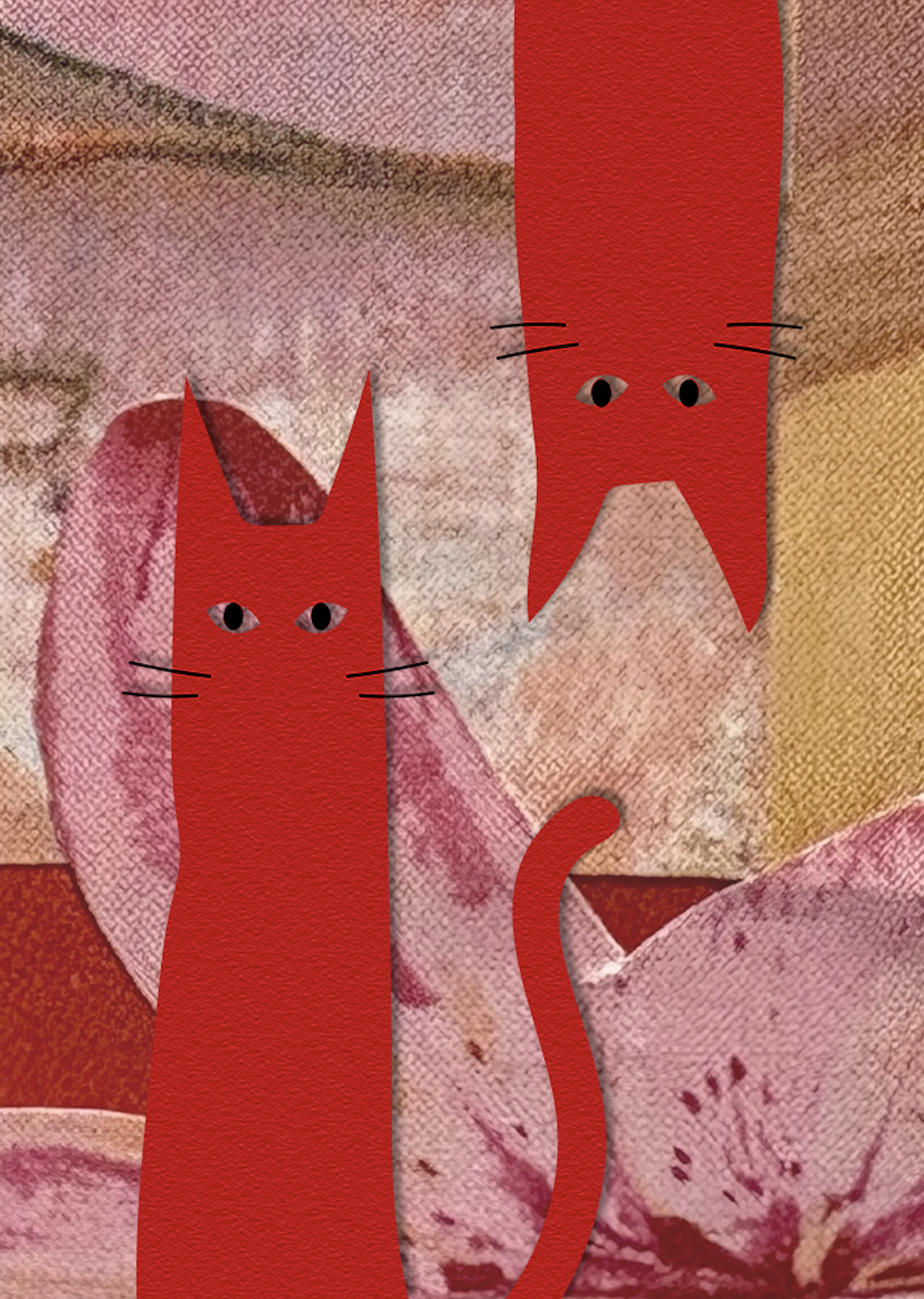 Cats - Mixed Media Collage