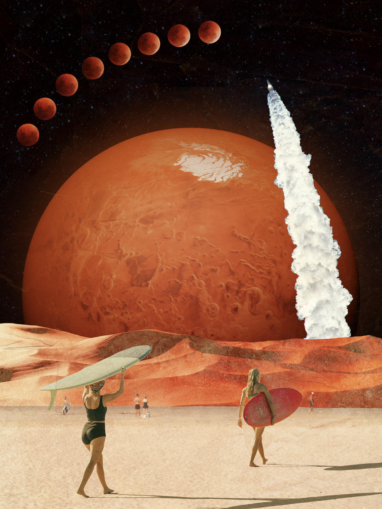 Surfing Mars 9x12"