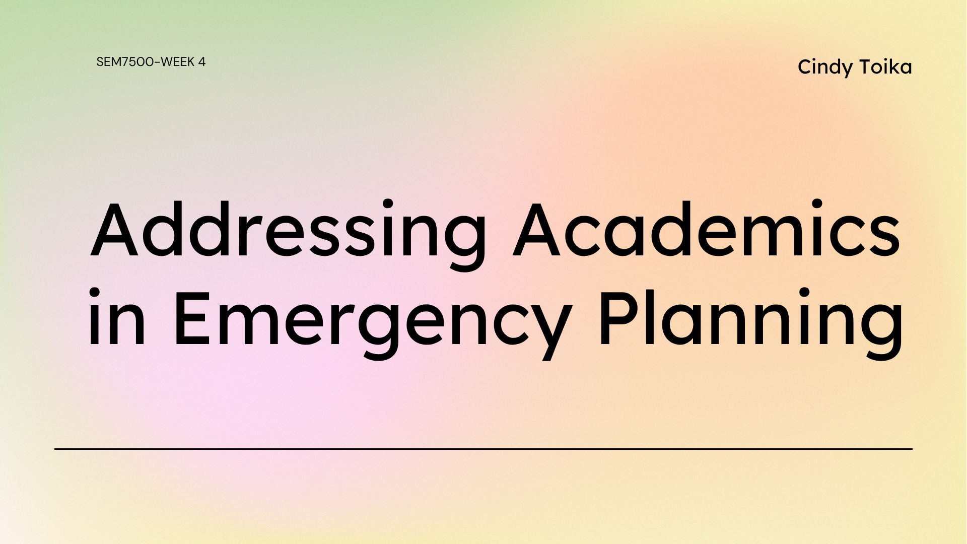 Academics After Emergencies