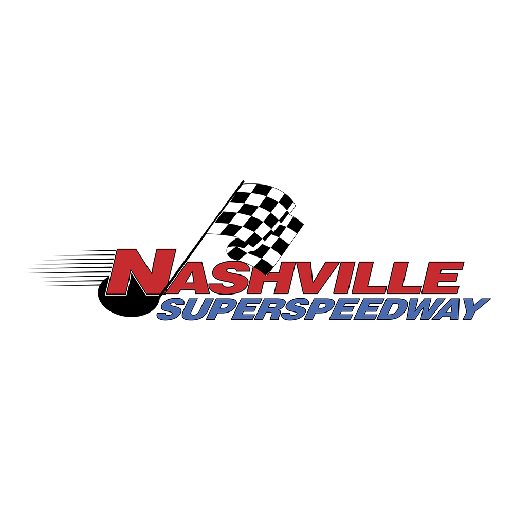 Nashville Superspeedway logo with a checkered flag and racing motion lines
