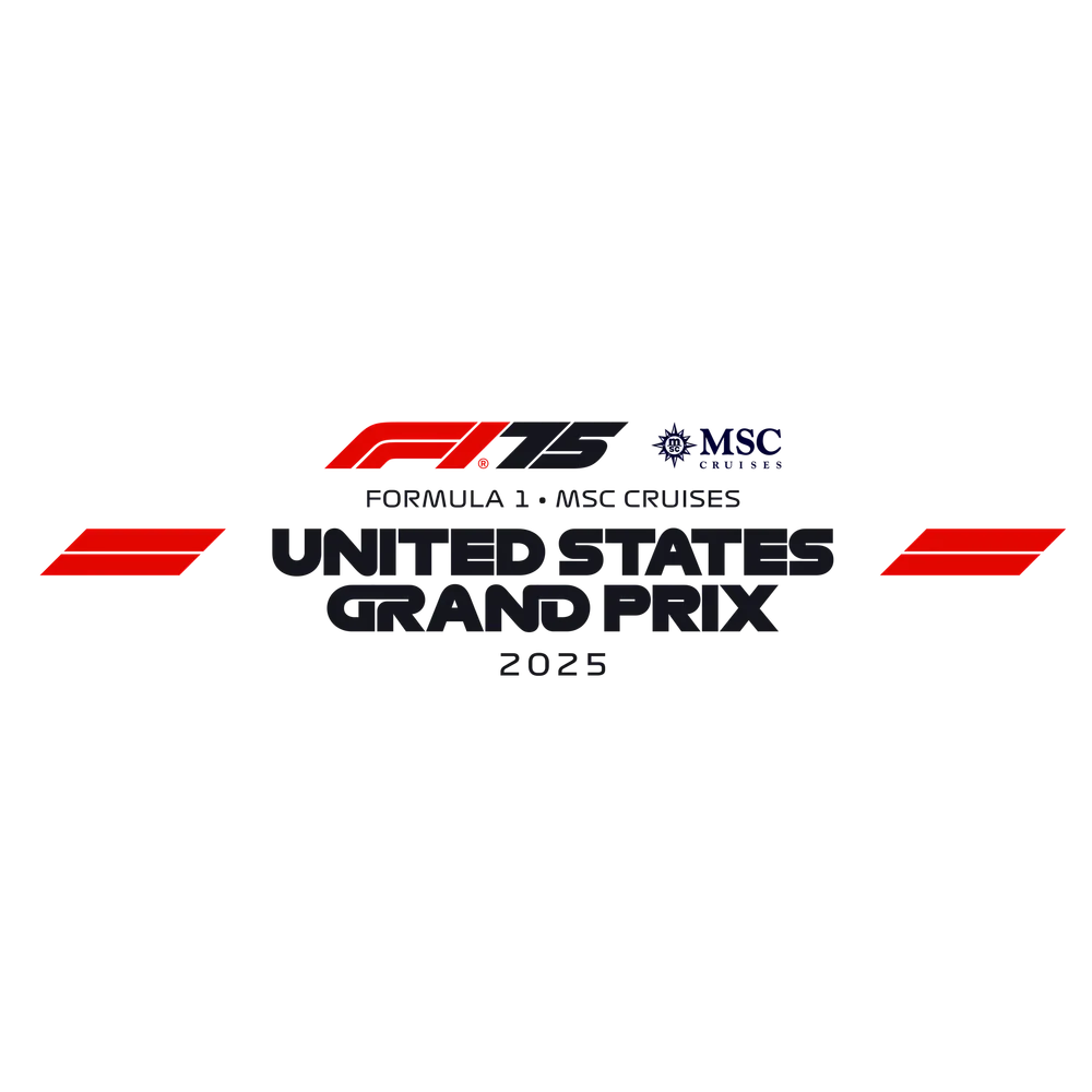 Logo for the 2025 United States Grand Prix, featuring Formula 1 and MSC Cruises branding.