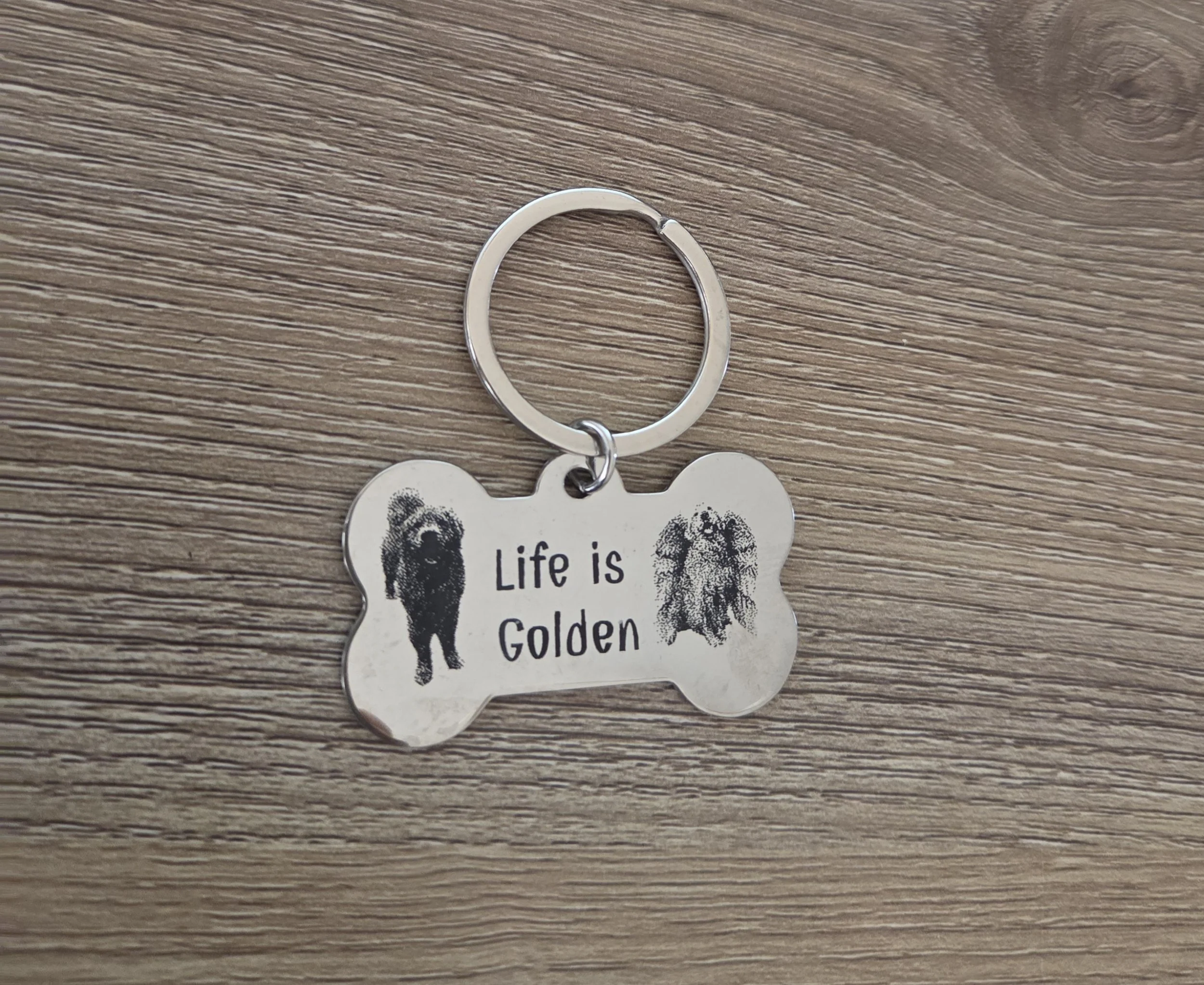 Custom Engraved Bone-Shaped Metal Keychain