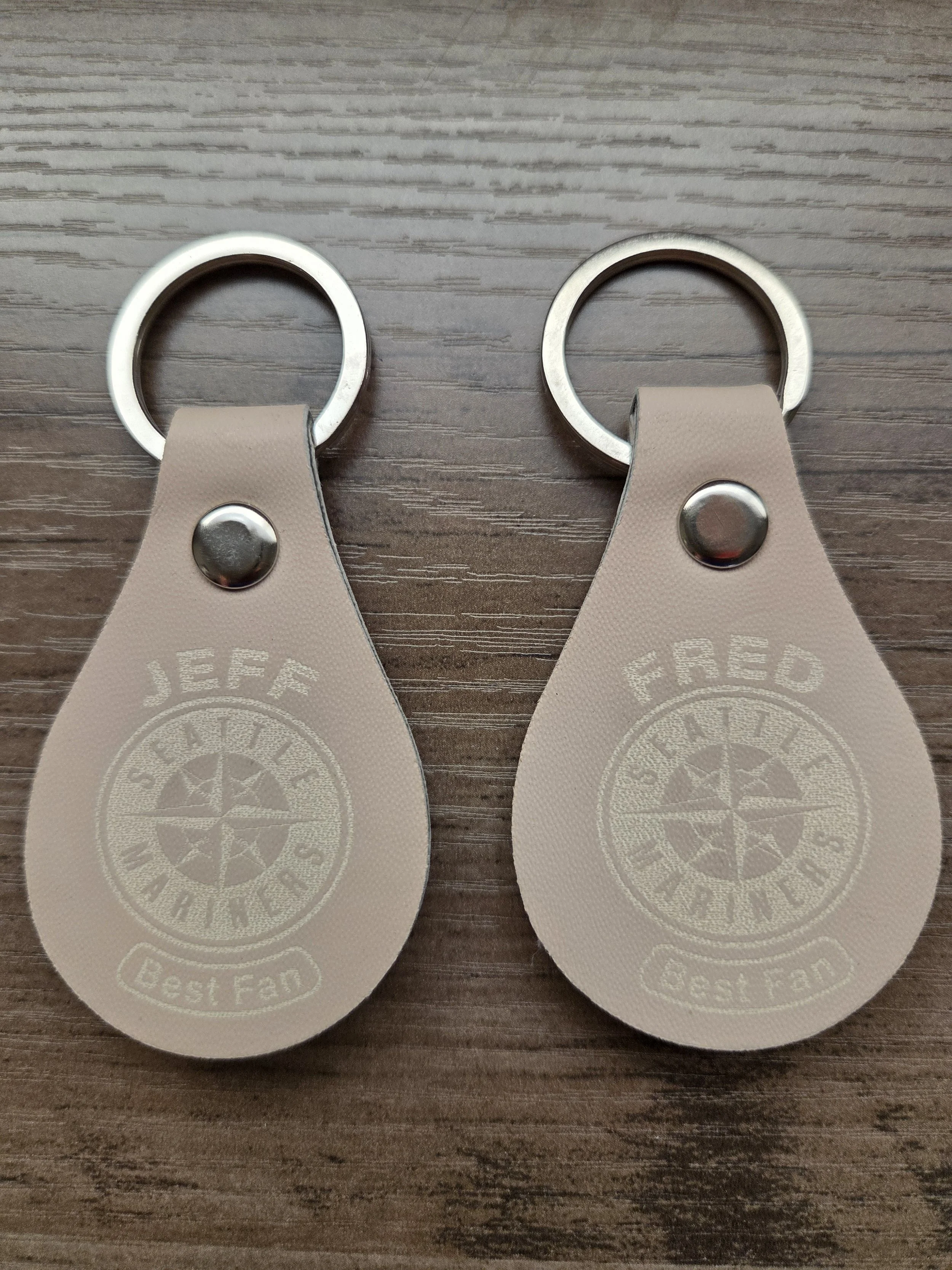 Custom Engraved Faux Leather Keychains