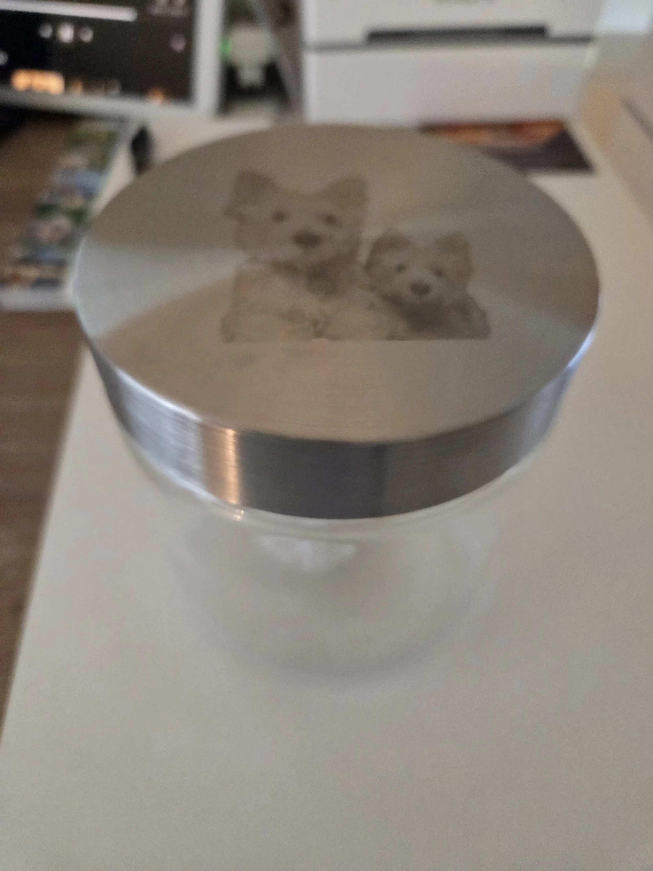 Custom pet photo jar