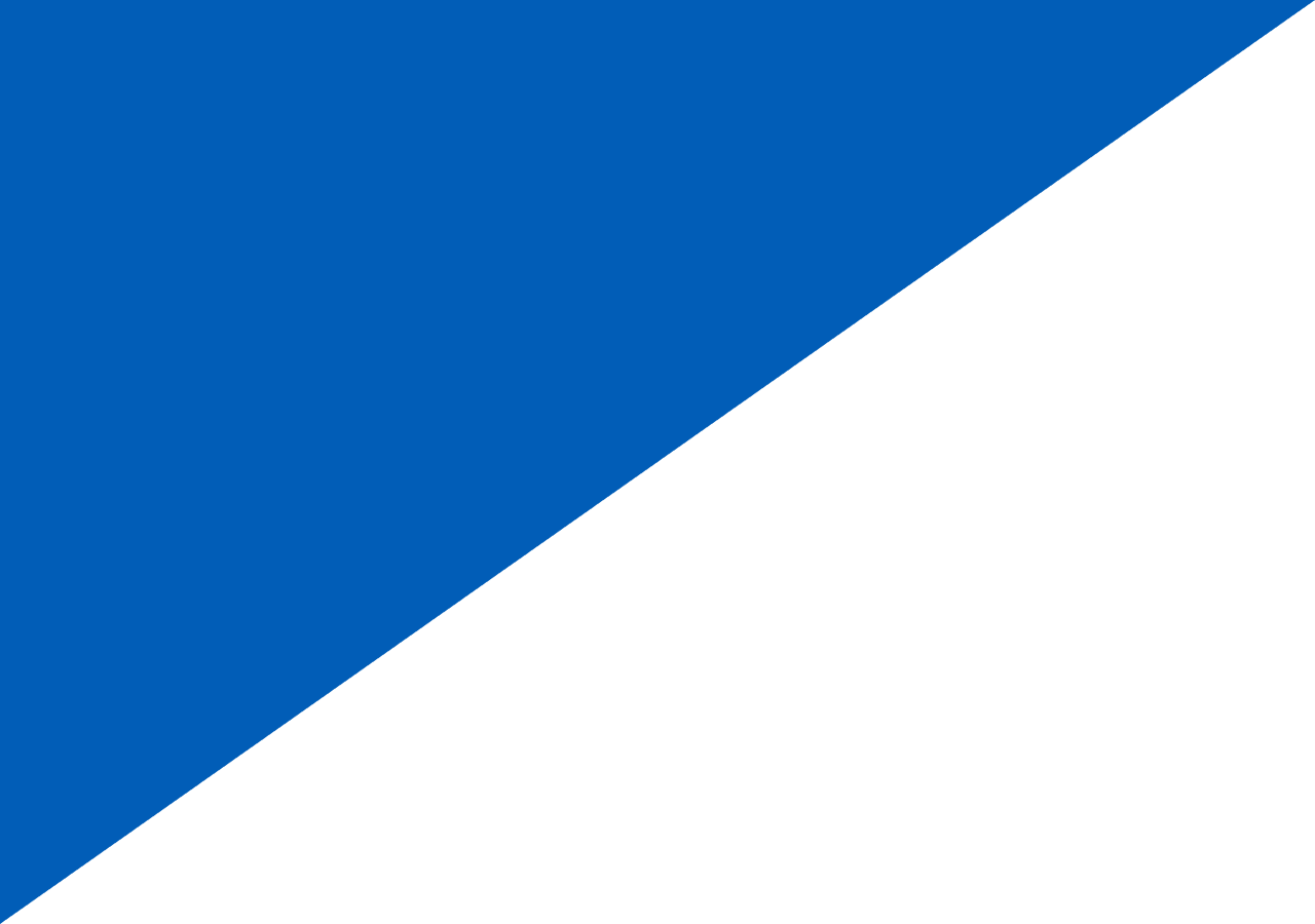 Diagonal split image with a blue top left section and a black bottom right section.