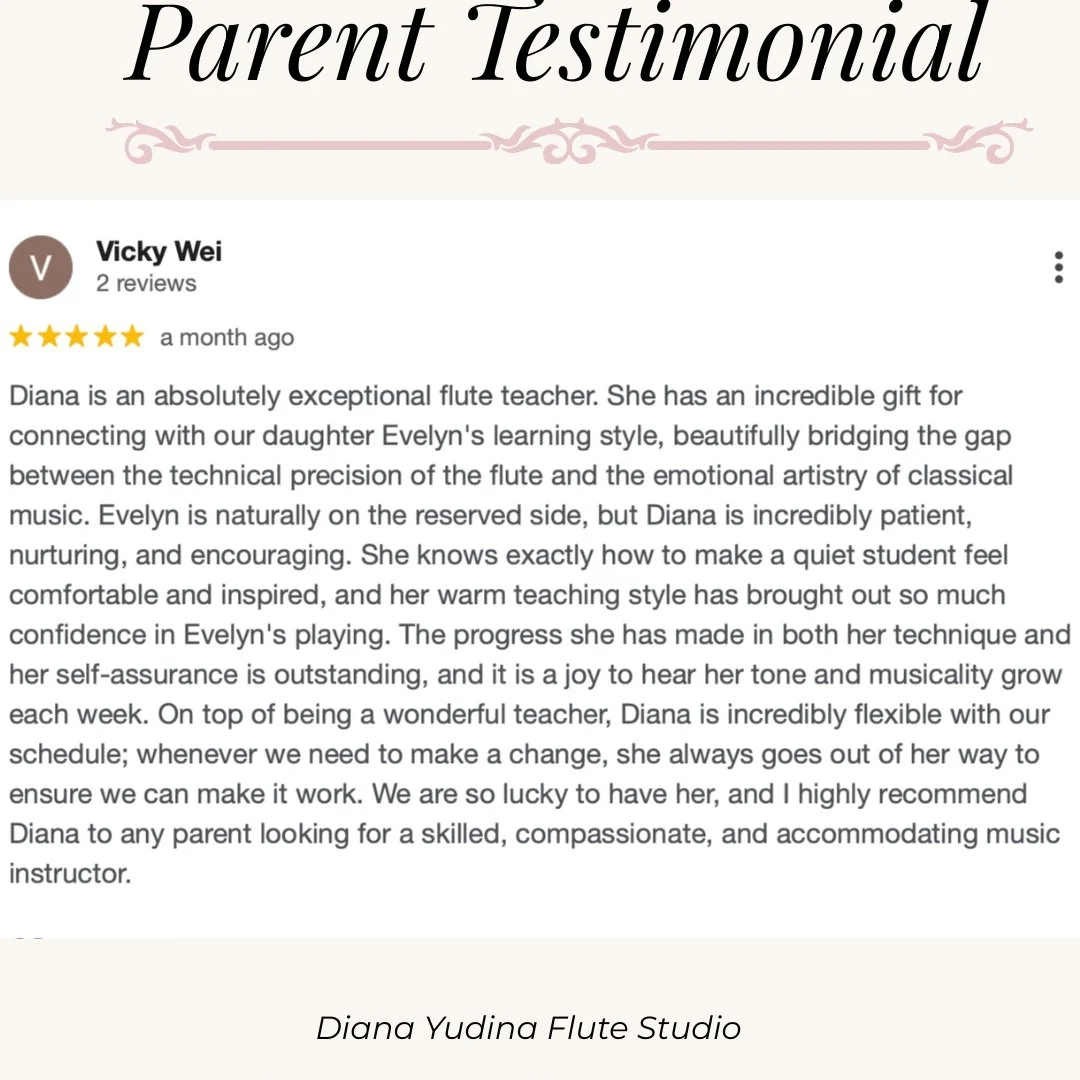 I am so grateful to be able to teach such wonderful students. Thank you so much for the kind words! ❤️❤️❤️ 
Interested in flute lessons for your child? Sign up for a free consultation today! 😊Link in bio. 
#fluteteacher #flutelessons #flutelesson #f