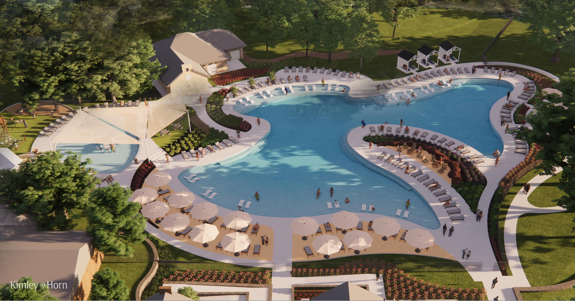 Rendering of the new Stonebridge Ranch Beach Club overlooking Stonebridge Lake in McKinney, Texas