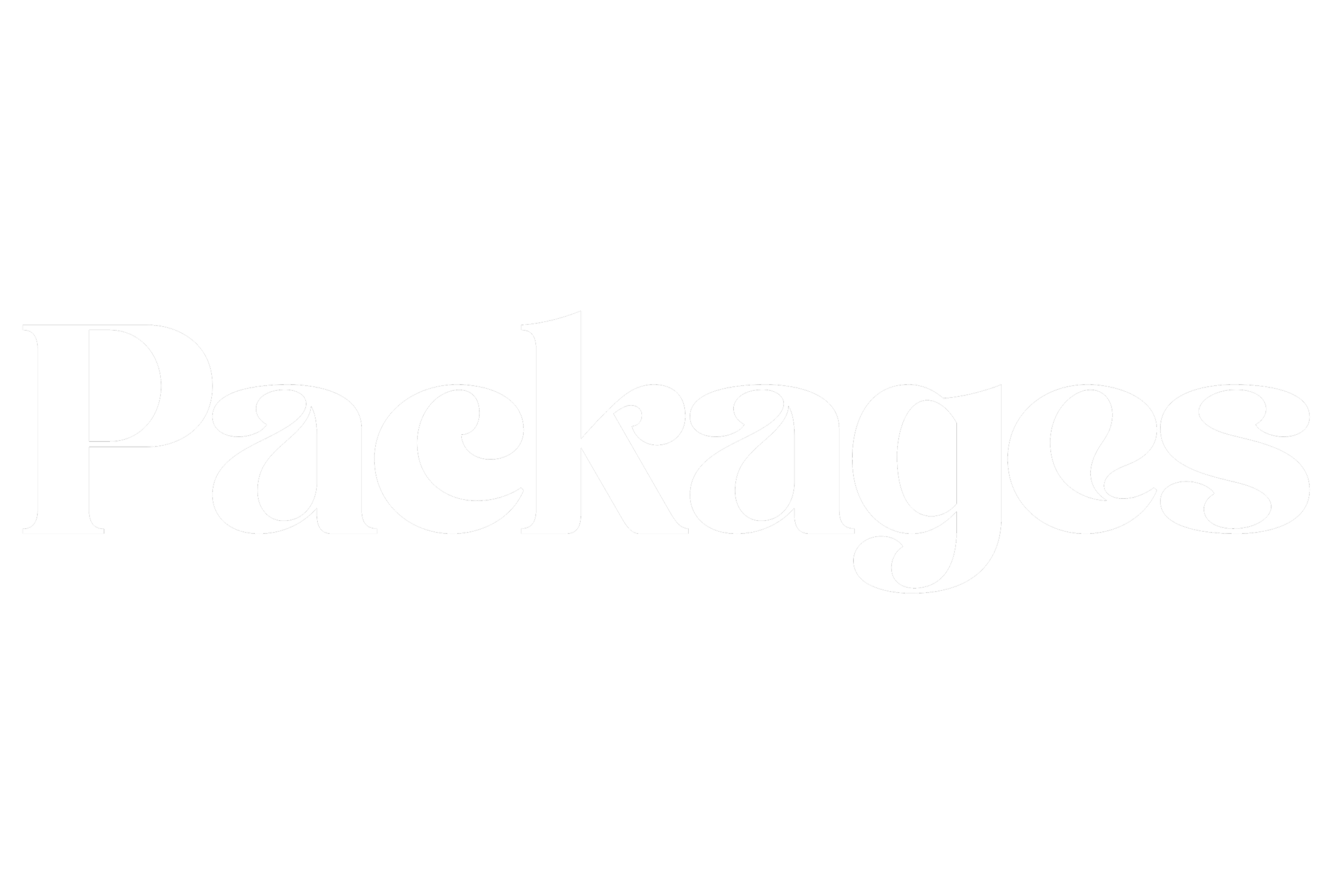 Black background with the word 'Packaged' written in large white ornate cursive font.