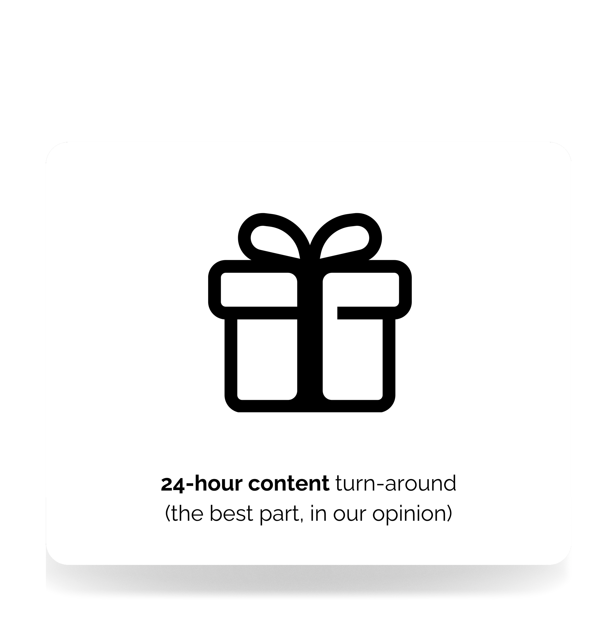 A digital timer displaying 24-hour content turn-around, with description of the best part in our opinion.