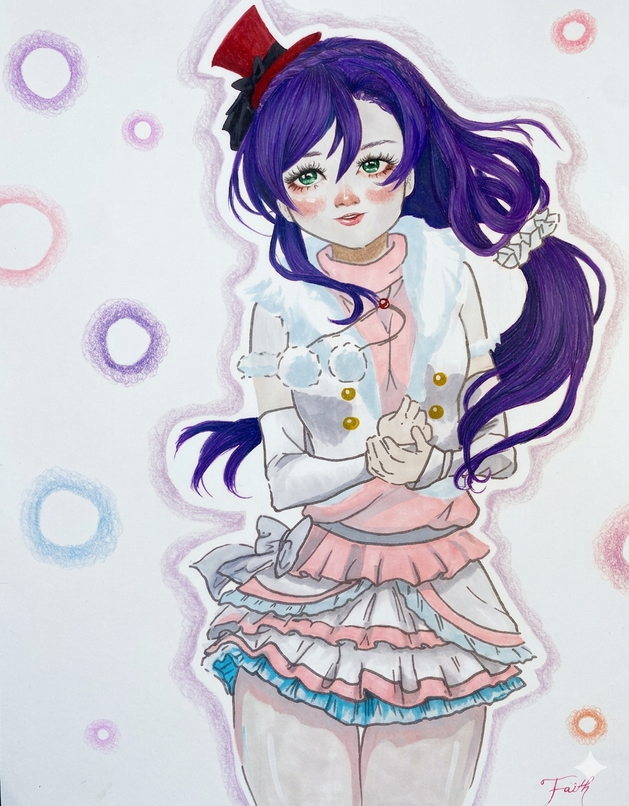 Nozomi
Colored pencil and marker on paper
