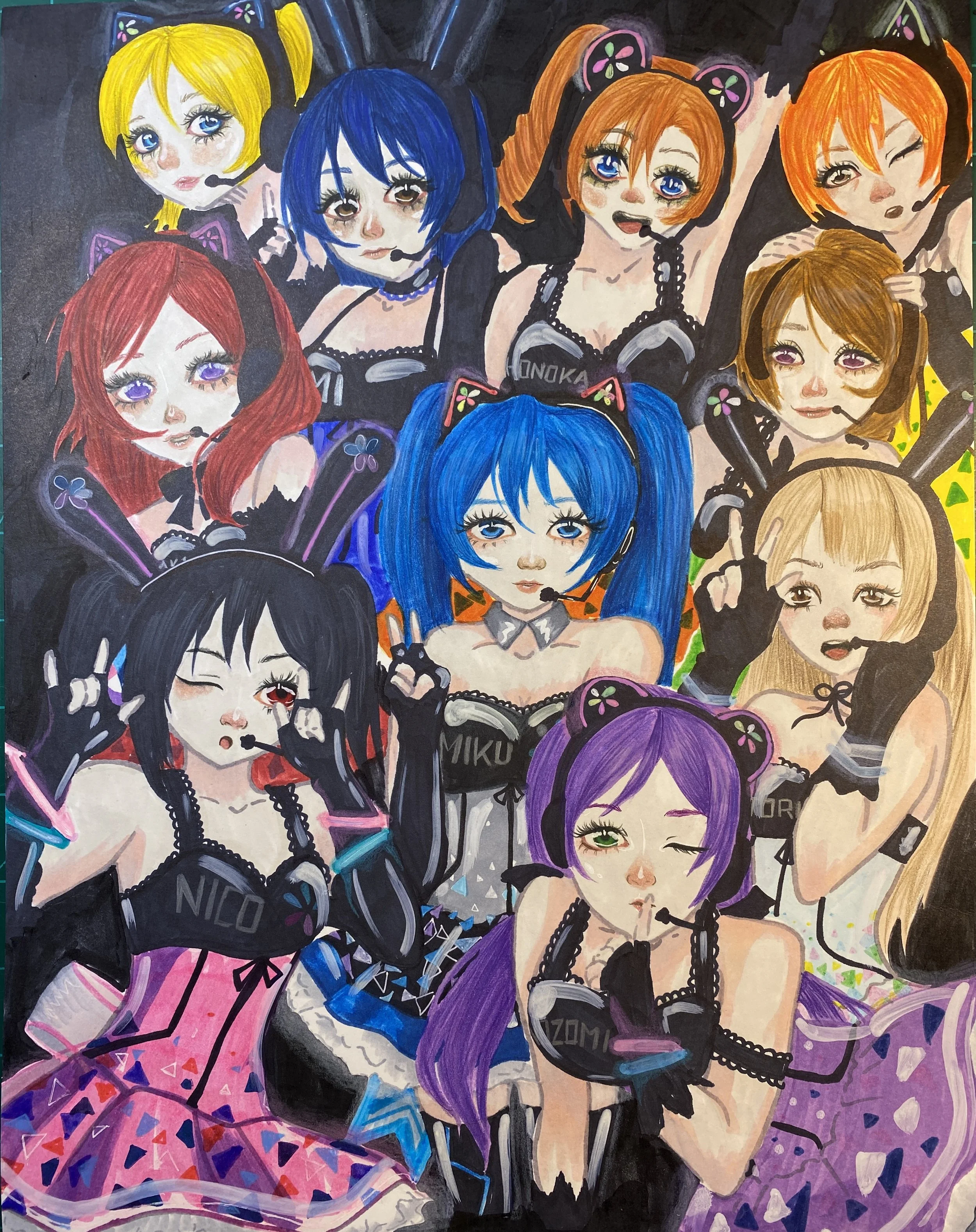 Muse and Hatsune Miku
Colored pencil and marker on paper