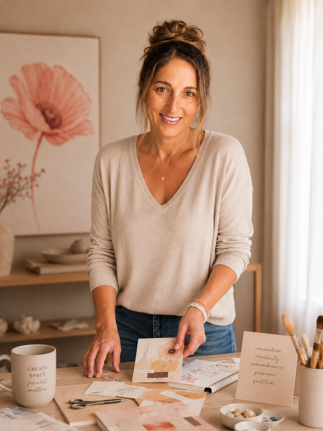 Erica Golub, hosting a creative workshop, honoring legacy and memory for those we hold dear to our hearts.