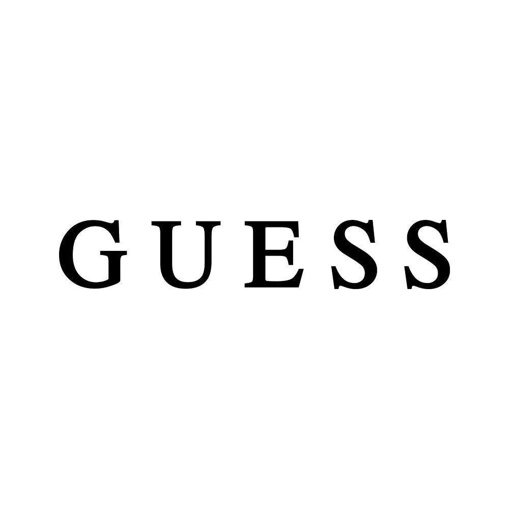 The word "GUESS" displayed in black letters on a white background.