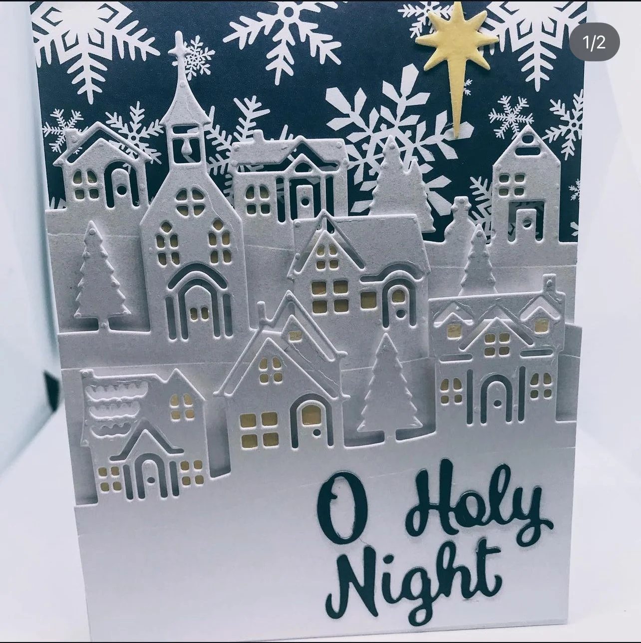 Blue and Silver Christmas card - O Holy Night