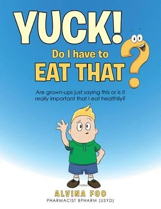 Cover of a book titled "YUCK! Do I have to eat that?" featuring a cartoon boy with blonde hair, wearing a green shirt and blue shorts, with a questioning expression.