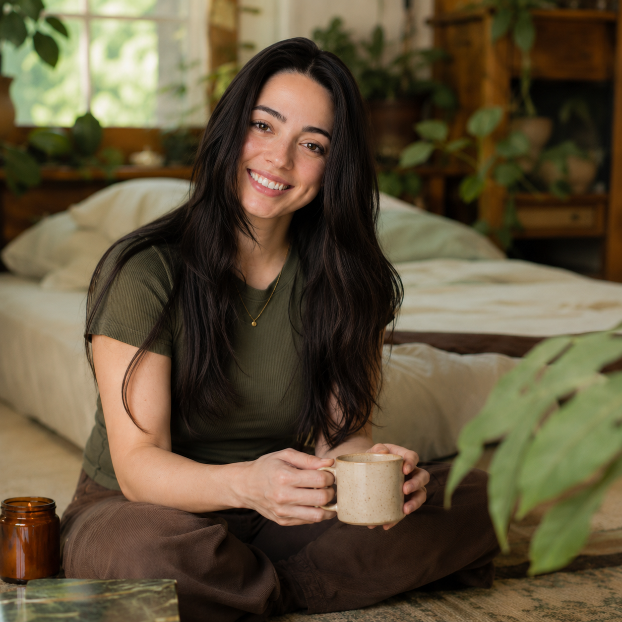 Carolyn Arbuckle, New York nutritionist and registered dietitian relaxed and at ease with food and health at home