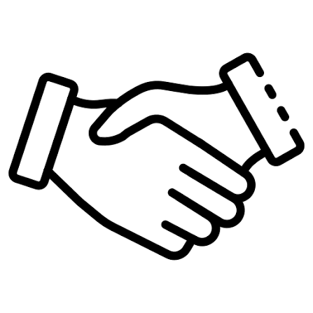 Line drawing of two hands shaking.