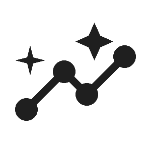 A line graph with four data points connected by a line, surrounded by star-shaped symbols.