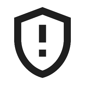 A shield with an exclamation mark inside it, indicating warning or caution.