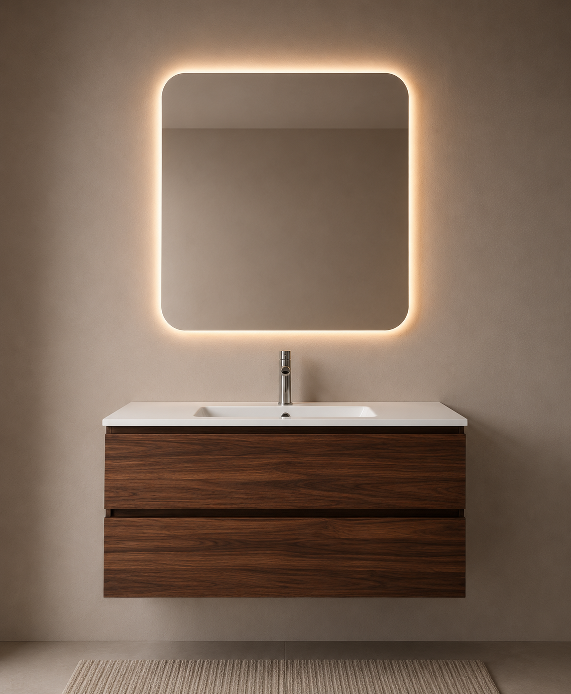 Double Drawer Rectangular Floating Vanity