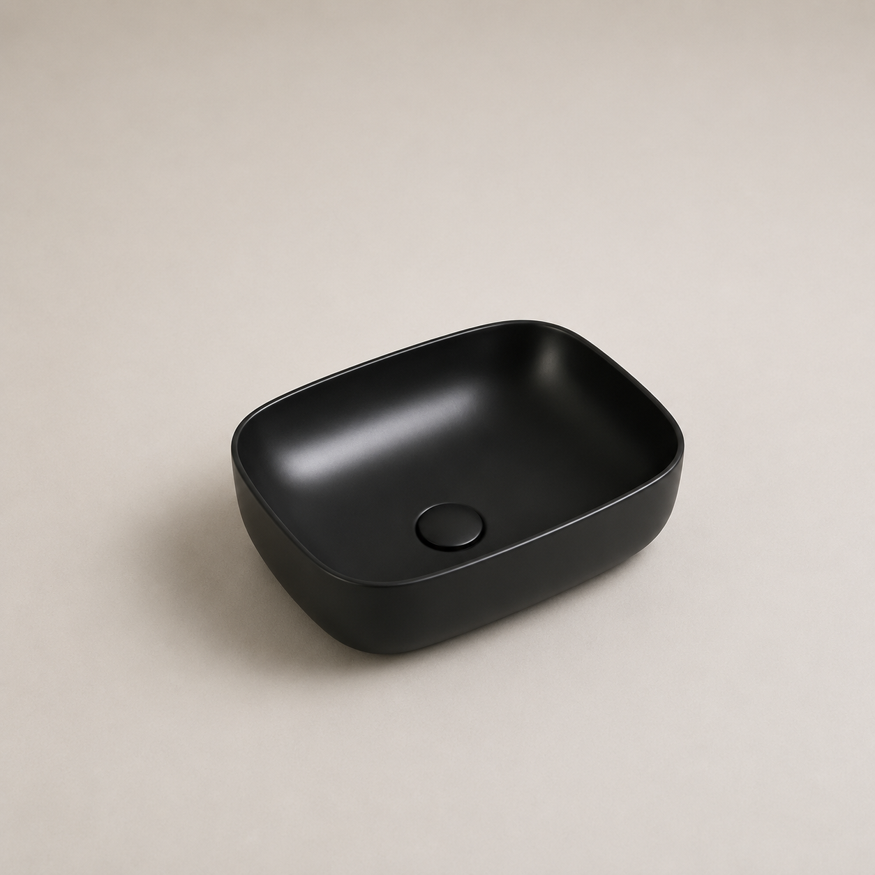 Black Rectangular Curved Basin
