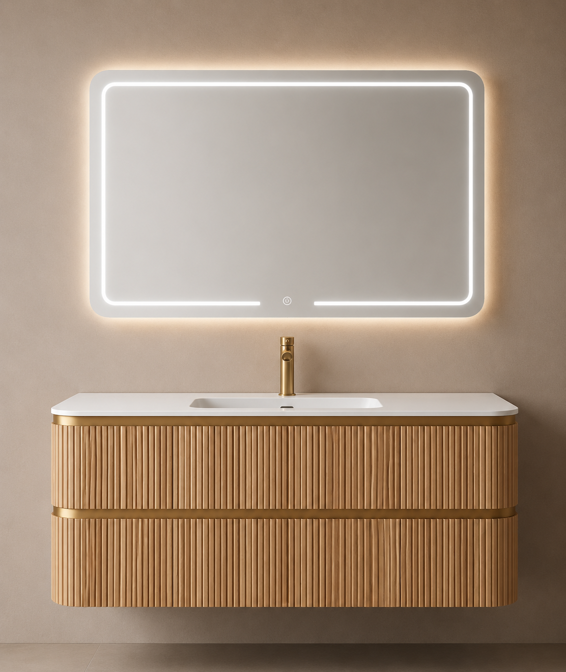 Curved Double Drawer Floating Vanity