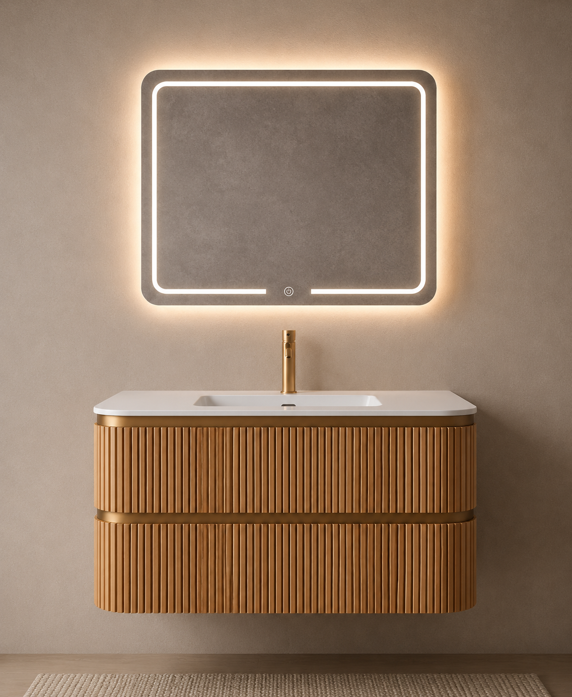 Curved Double Drawer Floating Vanity