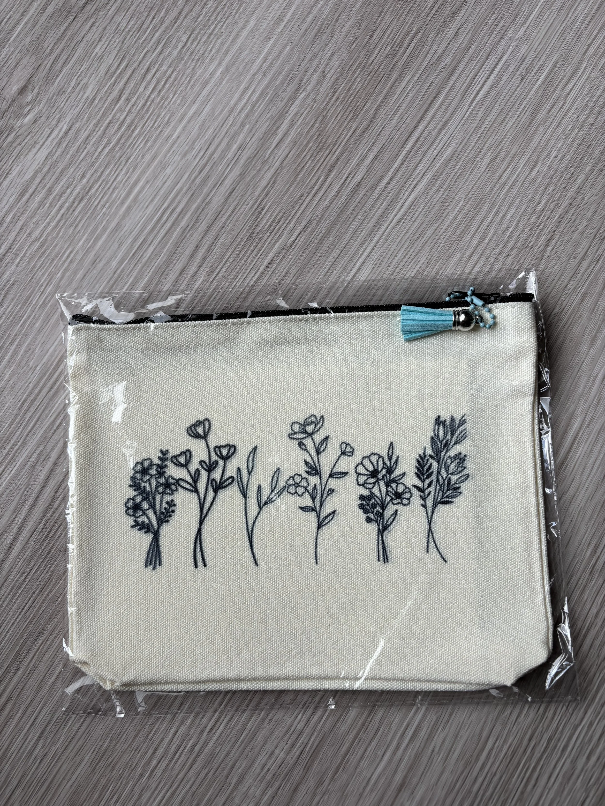 Large Black Flower Pouch