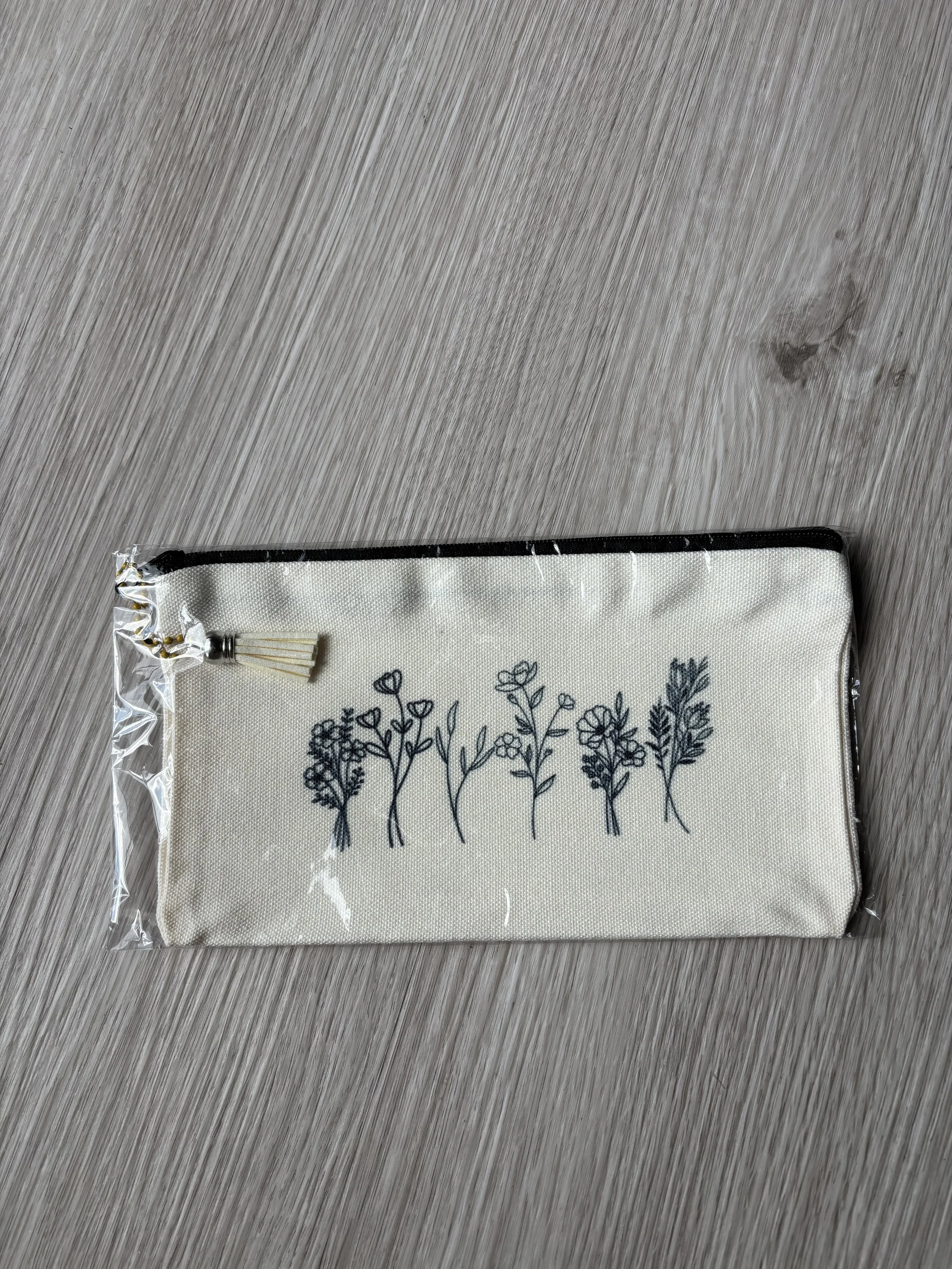 Small Black Flower Pouch