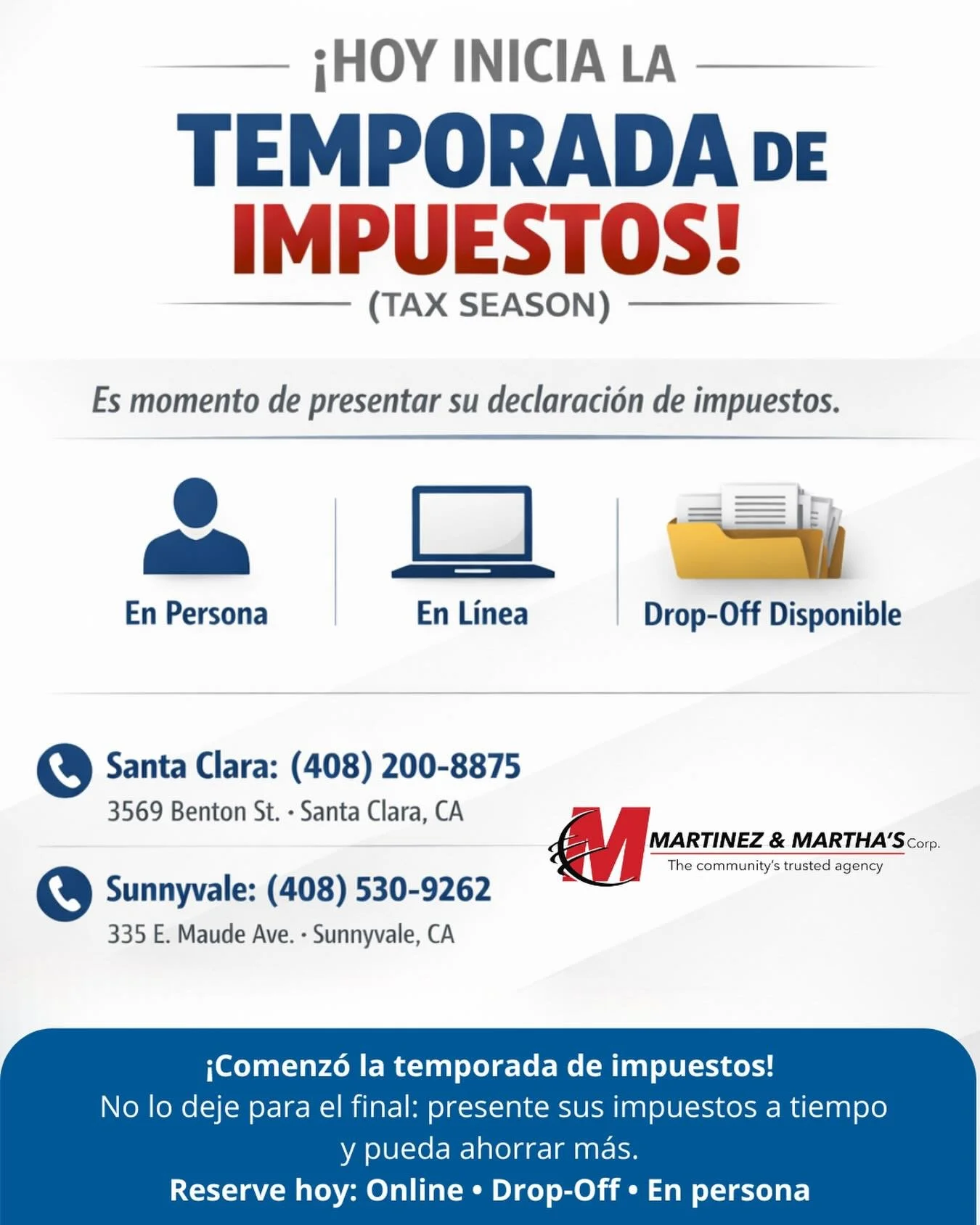 📌 Comenz&oacute; la temporada de impuestos 2026: es el mejor momento para presentar su declaraci&oacute;n con anticipaci&oacute;n.

Hacer sus taxes temprano no solo le ayuda a evitar contratiempos, sino que tambi&eacute;n le permite planificar mejor