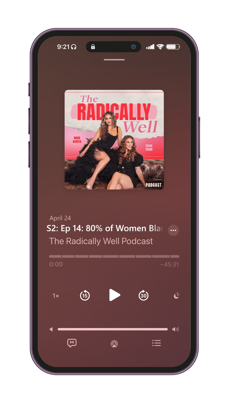 The Radically Well Podcast playing on a phone
