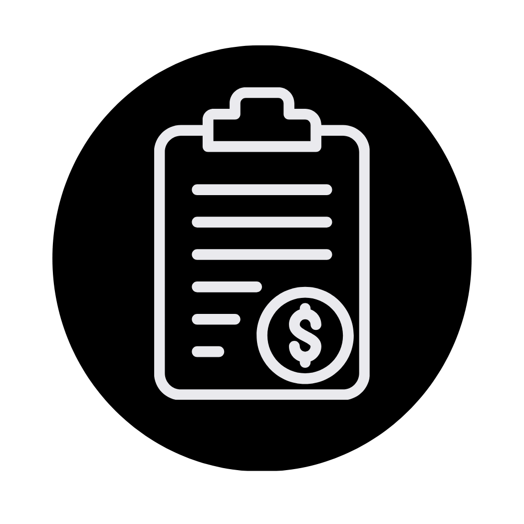 Icon of a clipboard with a dollar sign indicating a financial or billing document.