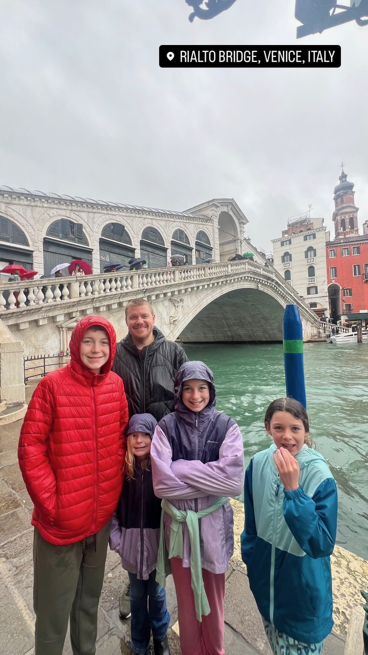 Our family at the Rialto Bridge in Venice