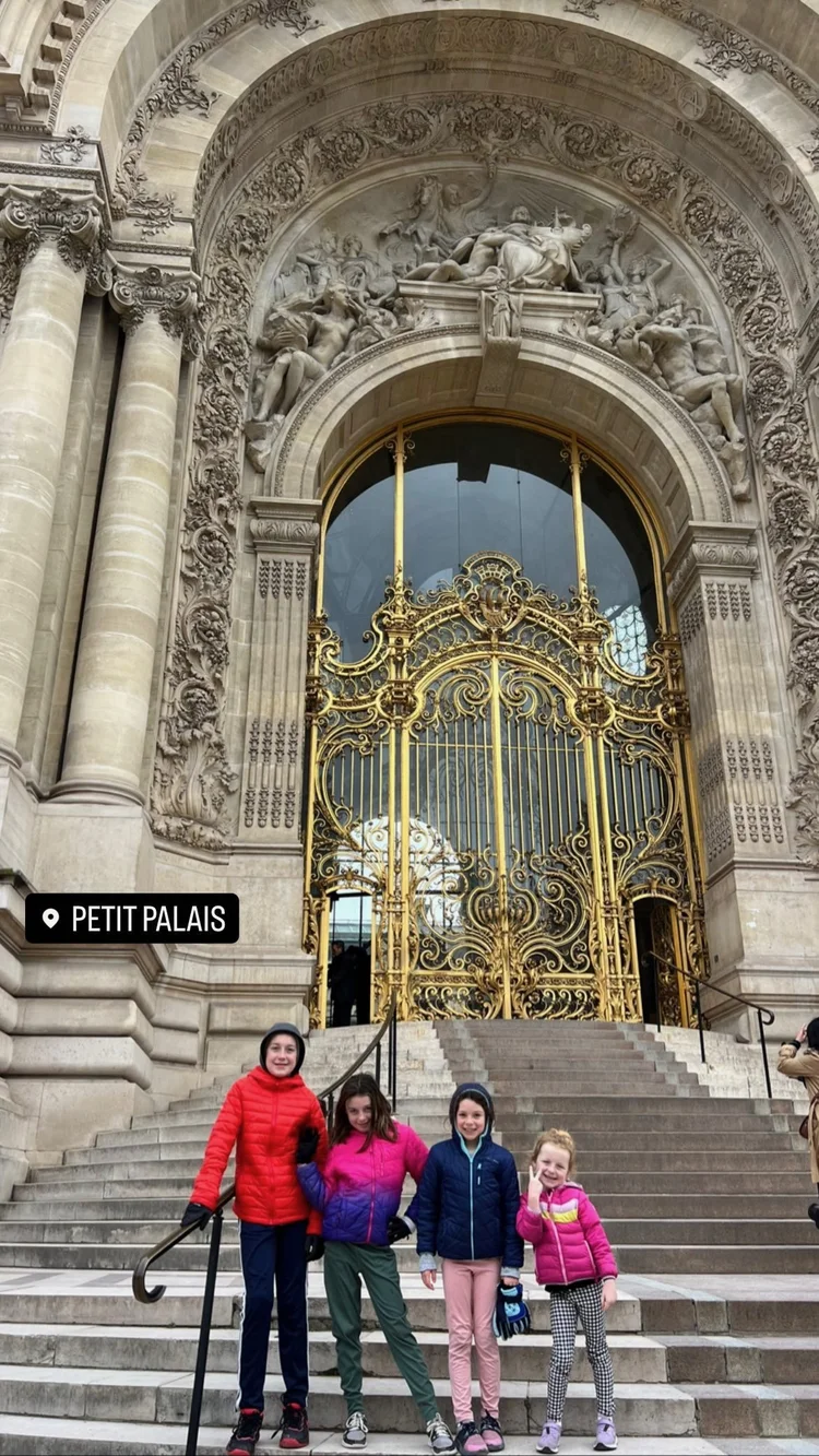 Family trip outside the Petit Palais in Paris