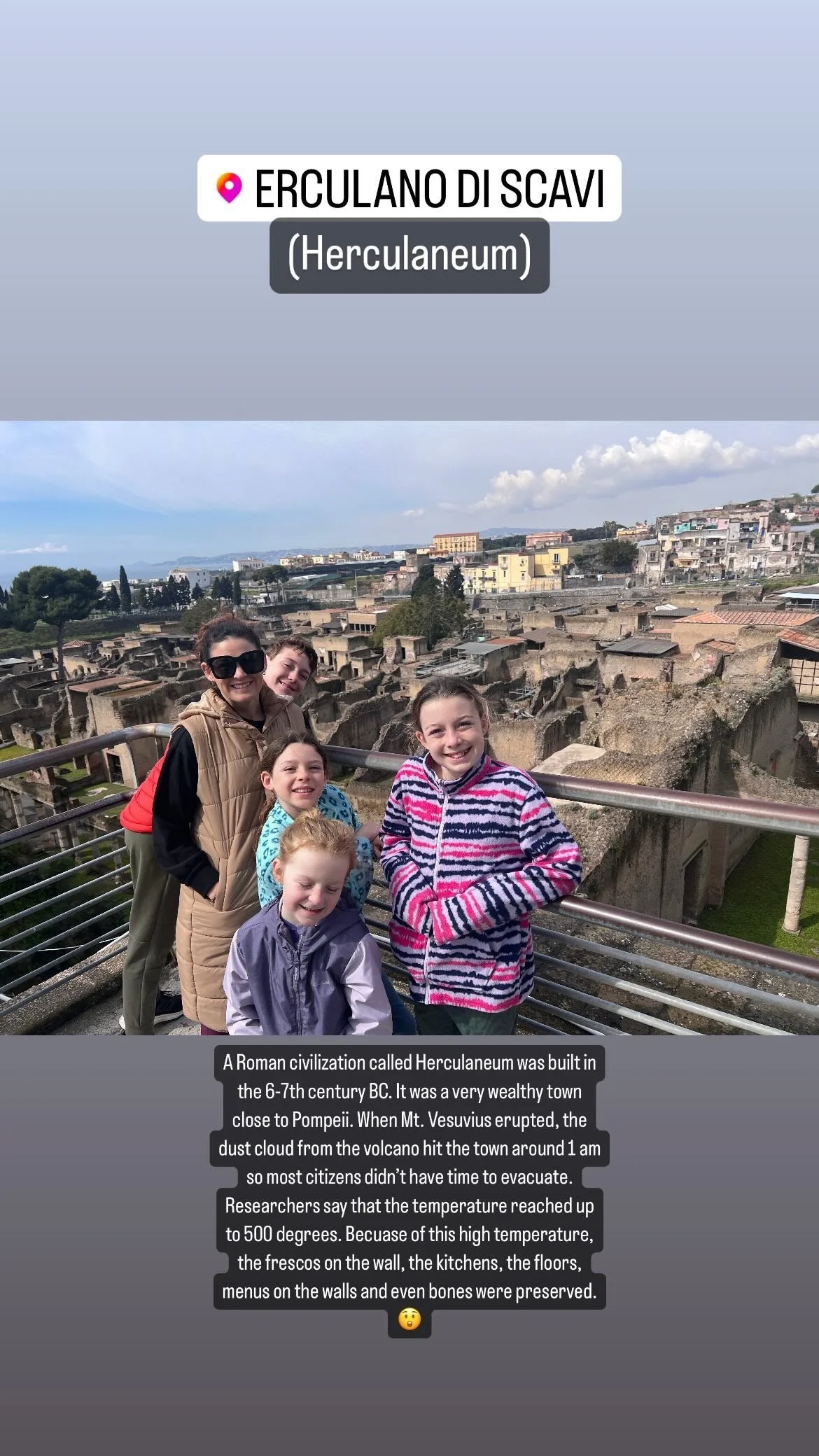 Our family exploring the ancient streets of Herculaneum