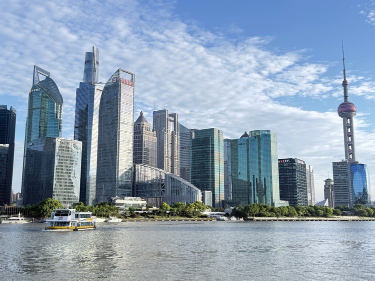Pudong skyline across the Huangpu River in Shanghai