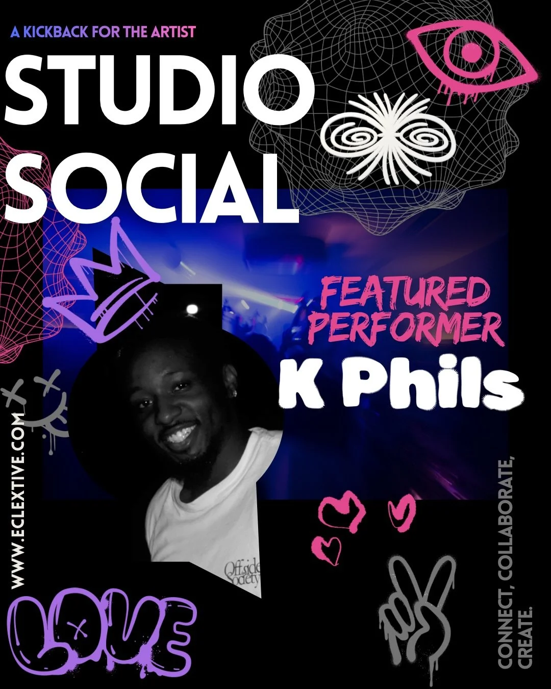 💥 K PHILS IS PULLING UP 💥

@kphilz is officially joining the Studio Social lineup!

We&rsquo;ve got a variety of creatives coming together September 27th and K Phils is bringing his own energy to the collective.

Come hang. Come create. Come listen
