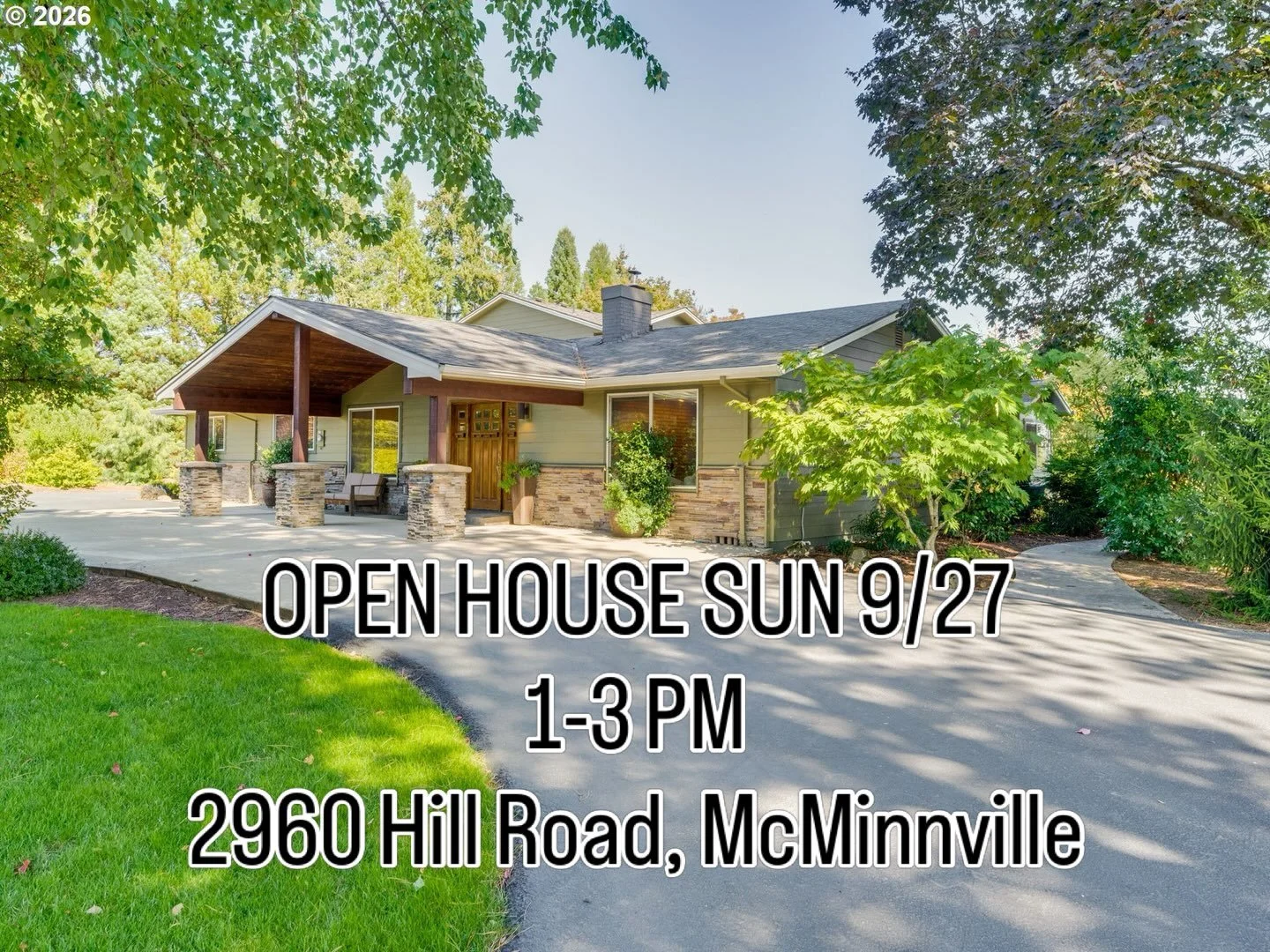 OPEN HOUSE 🏡 SUNDAY 9/27 1-3 🏡 UPDATED RANCH ON 5.24 ACRES - CLOSE TO TOWN!
📍2960 Hill Road, McMinnville, OR 97128

Updated ranch home on 5.24 level acres, offering a wonderful blend of comfortable living, flexible spaces and room to enjoy the out