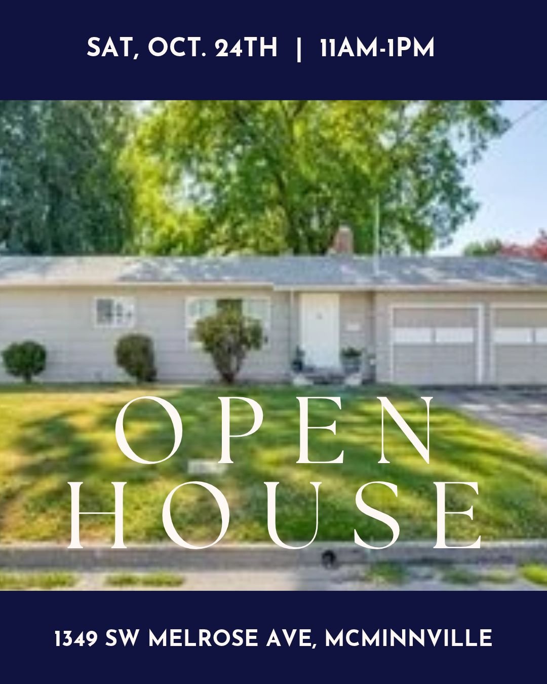 📅OPEN HOUSE - Sat, Oct 24th 11am-1pm
📍1349 SW MELROSE AVE, McMinnville, OR 97128
☑️NEW PRICE -$414,000

Terrific Yard! Classic Ranch Style Home with 3 Bedrooms and 1.5 bathrooms on large corner lot in sought after Linfield neighborhood. Warm wood f