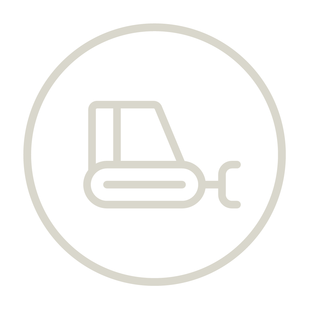 Hire Equipment Machine Western Australia South West WA - Icon of a bulldozer enclosed in a circle