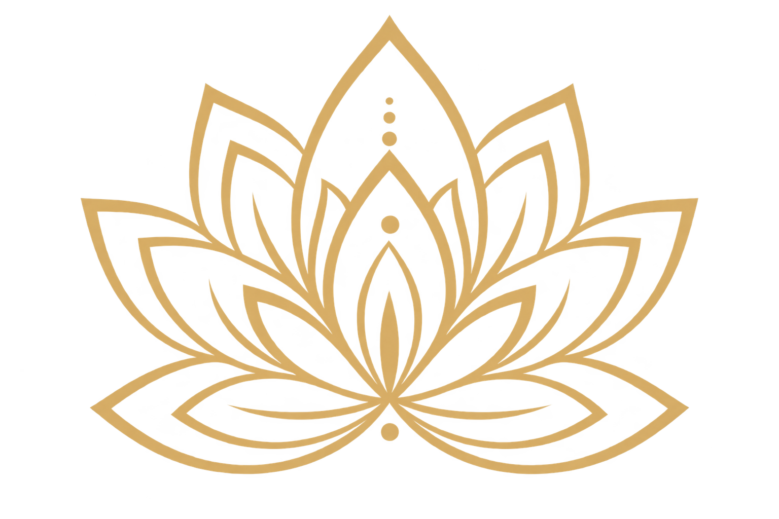 An intricate, golden lotus flower design with layered petals.