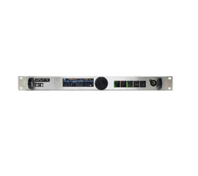 A server rack unit with various ports, switches, and a display panel.