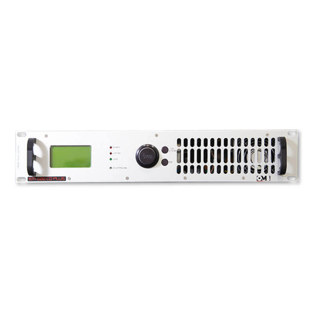 Rack-mounted server or networking equipment with a green display screen and various control buttons.