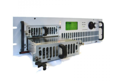 Electronic server or networking hardware with a digital display and control knob.