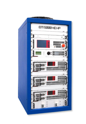 A server rack containing multiple electronic server units with control panels and indicator lights.